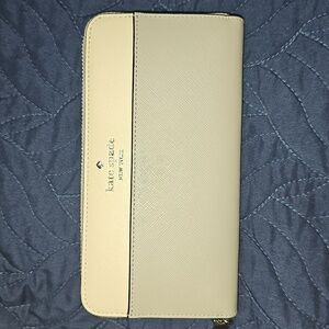 Kate Spade New York Staci Large Continental Beige Zip-Around Wallet NWT